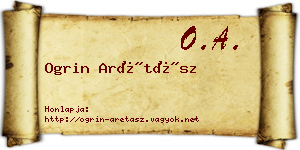 Ogrin Arétász névjegykártya